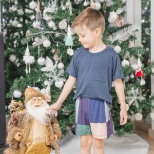 PIJAMA INFANTIL MENINO AZUL COM XADREZ