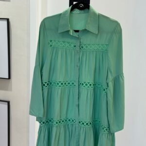 SAÍDA DE PRAIA CHEMISE COM RENDA VERDE