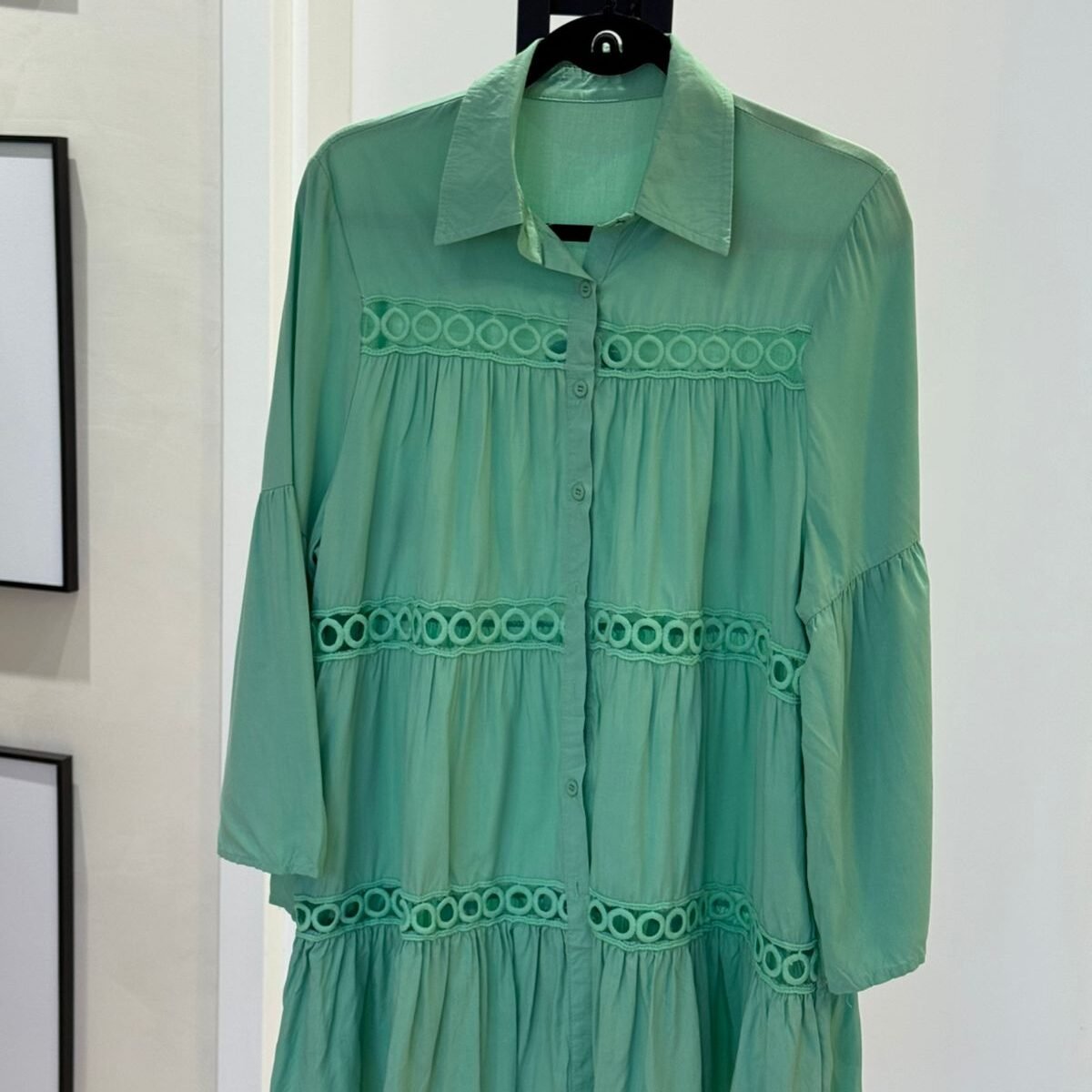 SAÍDA DE PRAIA CHEMISE COM RENDA VERDE