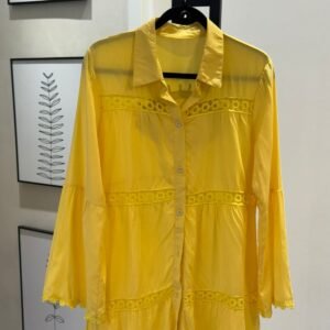 SAÍDA DE PRAIA CHEMISE COM RENDA AMARELA